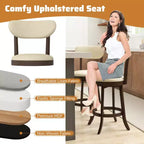 Lot de 2 chaises de comptoir Costway de 64,7 cm avec assise et dossier rembourrés en bois d'hévéa