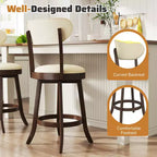 Lot de 2 chaises de comptoir Costway de 64,7 cm avec assise et dossier rembourrés en bois d'hévéa