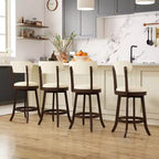 Lot de 4 chaises de comptoir Costway de 64,7 cm avec siège et dossier rembourrés en bois d'hévéa