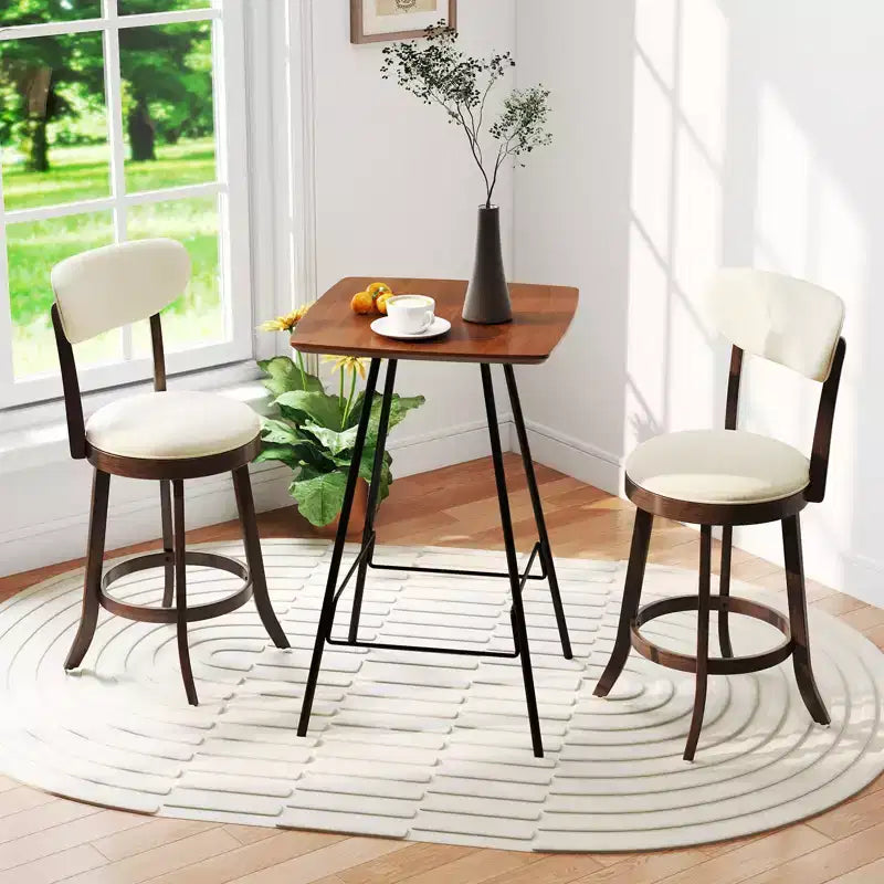 Lot de 4 chaises de comptoir Costway de 64,7 cm avec siège et dossier rembourrés en bois d'hévéa
