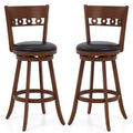 Costway 2PCS 30.5 Bar Height Chairs Swivel Bar Stools w/ Rubber Wood Frame