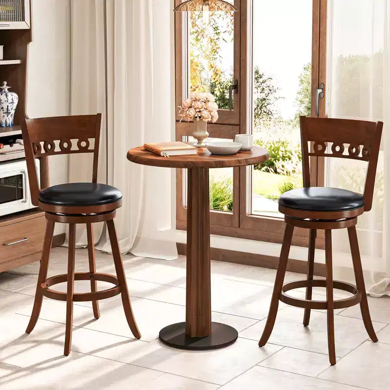 Lot de 2 tabourets de bar pivotants Costway 30,5 pouces avec cadre en bois d'hévéa