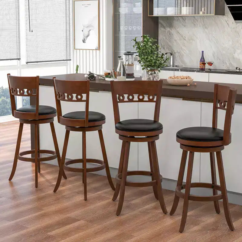 Lot de 2 tabourets de bar pivotants Costway 30,5 pouces avec cadre en bois d'hévéa