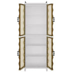 VECELO Meuble de rangement étroit et haut à 2/3 niveaux, organisateur de rangement fin pour salle de bain avec doubles portes transparentes pour petits espaces, marron thé