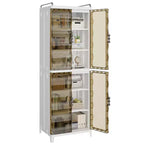 VECELO Meuble de rangement étroit et haut à 2/3 niveaux, organisateur de rangement fin pour salle de bain avec doubles portes transparentes pour petits espaces, marron thé