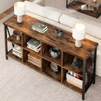 Étagère de rangement 8 cubes, bibliothèque horizontale à 3 niveaux, bibliothèque console de 157 cm, étagère de rangement industrielle pour entrée, pour salon