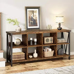 Étagère de rangement 8 cubes, bibliothèque horizontale à 3 niveaux, bibliothèque console de 157 cm, étagère de rangement industrielle pour entrée, pour salon