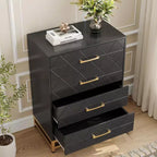 Commode moderne à 4 tiroirs en bois pour chambre à coucher - Grande commode de rangement avec poignées métalliques élégantes, meuble de chambre élégant
