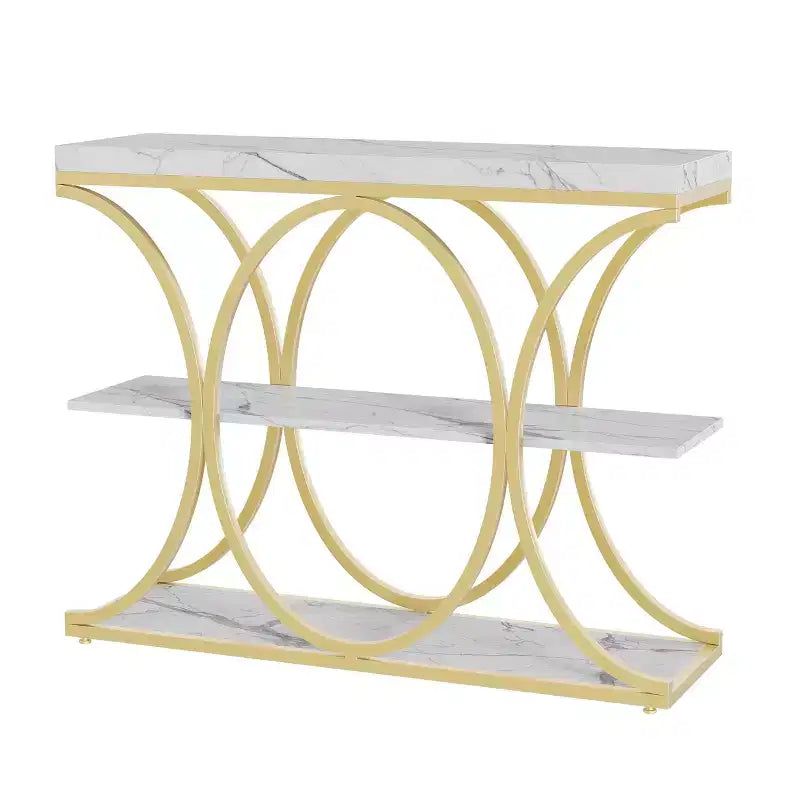 Table d'entrée industrielle 39", table de canapé étroite et longue à 3 niveaux, console derrière le canapé avec cadre en métal pour salon, couloir, hall d'entrée