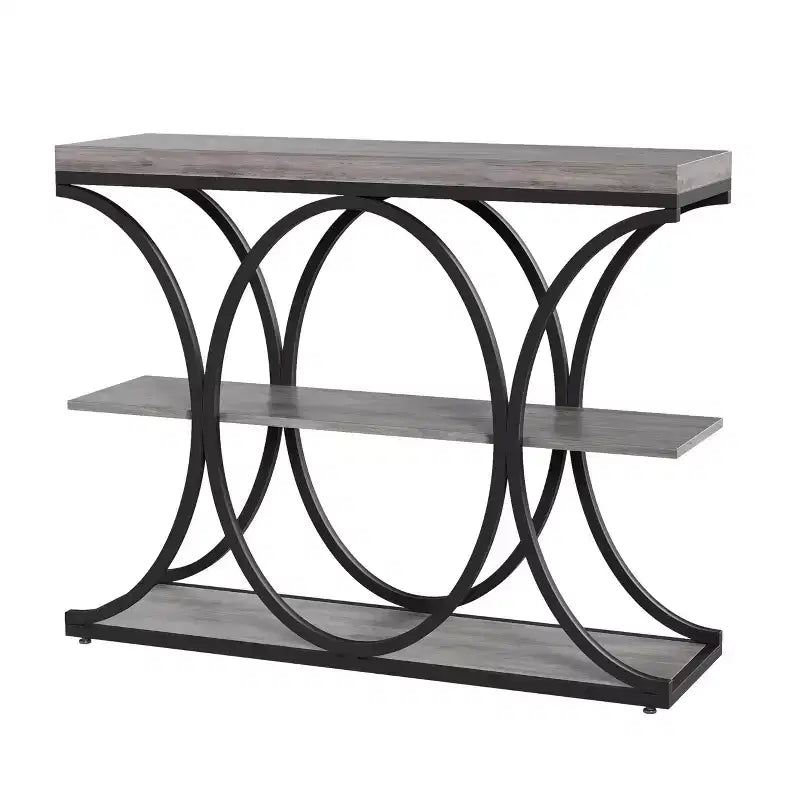 Table d'entrée industrielle 39", table de canapé étroite et longue à 3 niveaux, console derrière le canapé avec cadre en métal pour salon, couloir, hall d'entrée