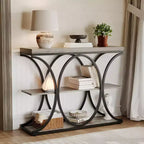 Table d'entrée industrielle 39", table de canapé étroite et longue à 3 niveaux, console derrière le canapé avec cadre en métal pour salon, couloir, hall d'entrée