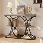 Table d'entrée industrielle 39", table de canapé étroite et longue à 3 niveaux, console derrière le canapé avec cadre en métal pour salon, couloir, hall d'entrée
