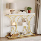 Table d'entrée industrielle 39", table de canapé étroite et longue à 3 niveaux, console derrière le canapé avec cadre en métal pour salon, couloir, hall d'entrée
