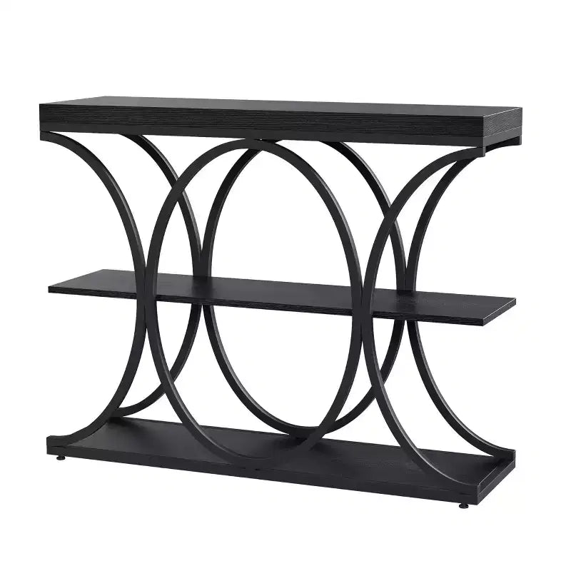 Table d'entrée industrielle 39", table de canapé étroite et longue à 3 niveaux, console derrière le canapé avec cadre en métal pour salon, couloir, hall d'entrée