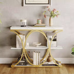 Table d'entrée industrielle 39", table de canapé étroite et longue à 3 niveaux, console derrière le canapé avec cadre en métal pour salon, couloir, hall d'entrée