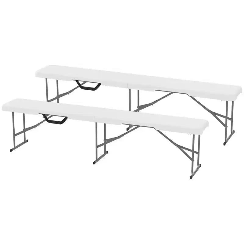 2 Pack 6 ft Portable Foldable Bench Seats, Plastic Folding Benches with Carrying Handle for Camping