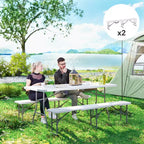 Lot de 2 bancs pliants portables de 1,8 m, bancs pliants en plastique avec poignée de transport pour le camping