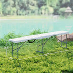 Lot de 2 bancs pliants portables de 1,8 m, bancs pliants en plastique avec poignée de transport pour le camping
