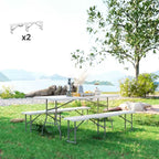 Lot de 2 bancs pliants portables de 1,8 m, bancs pliants en plastique avec poignée de transport pour le camping