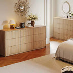 Commode cannelée pour chambre à coucher, commode à 9 tiroirs, commode moderne, commodes en bois, organisateur de rangement pour placard de salon et d'entrée