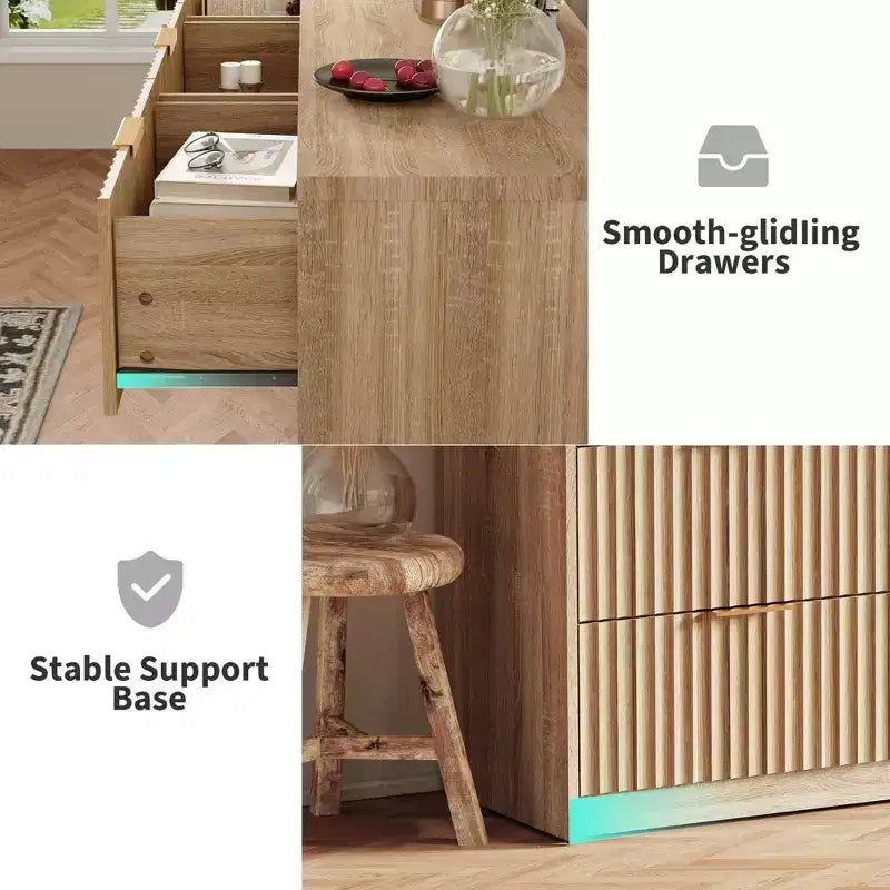 Commode cannelée pour chambre à coucher, commode à 9 tiroirs, commode moderne, commodes en bois, organisateur de rangement pour placard de salon et d'entrée