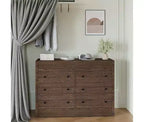 Commode à 6 tiroirs pour chambre à coucher, commode en bois de 120 cm de large, meuble de rangement cannelé pour salon, couloir, entrée