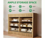 Commode à 6 tiroirs pour chambre à coucher, commode en bois de 120 cm de large, meuble de rangement cannelé pour salon, couloir, entrée