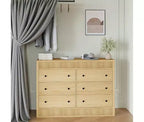Commode à 6 tiroirs pour chambre à coucher, commode en bois de 120 cm de large, meuble de rangement cannelé pour salon, couloir, entrée