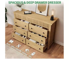Commode à 6 tiroirs pour chambre à coucher, commode en bois de 120 cm de large, meuble de rangement cannelé pour salon, couloir, entrée