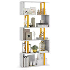 Costway 5-Tier Geometric Bookcase 62-Inch S-Shaped Bookshelf w/ Metal Frame Gold