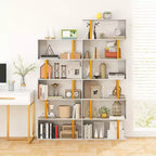 Bibliothèque géométrique à 5 niveaux Costway, étagère en forme de S de 157 cm avec cadre en métal, dorée