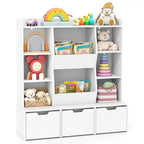 Costway 47 Children Bookcase Toy Storage Organizer w/3 Movable Drawers & 8 Cubbies