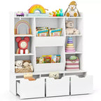 Costway 47 Bibliothèque Enfant Meuble de Rangement Jouets avec 3 Tiroirs Amovibles et 8 Casiers