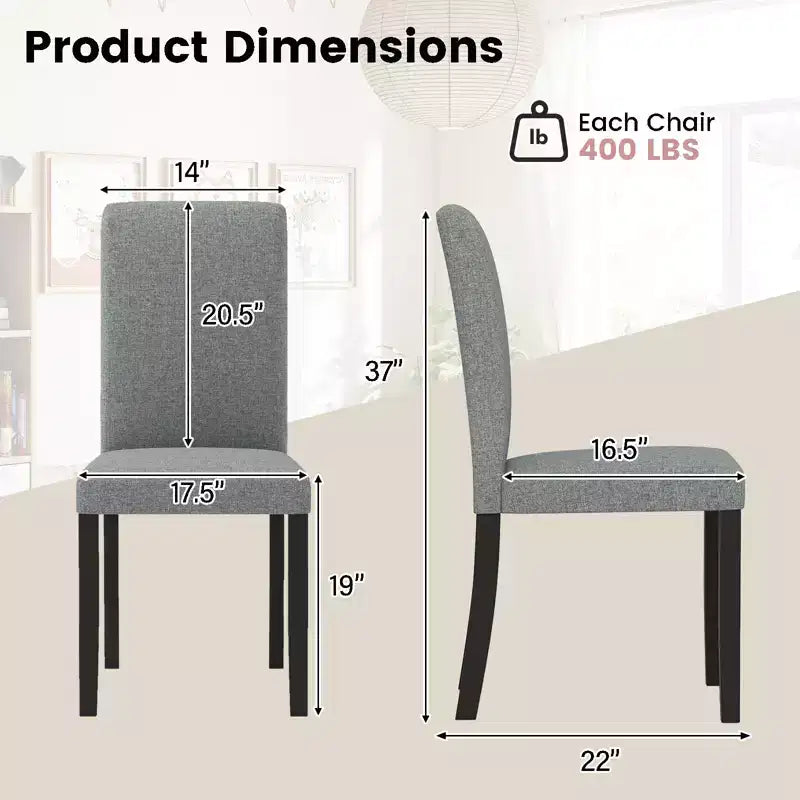Lot de 2 chaises de salle à manger Costway, chaises Parson rembourrées en tissu, style moderne du milieu du siècle