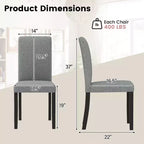 Lot de 2 chaises de salle à manger Costway, chaises Parson rembourrées en tissu, style moderne du milieu du siècle