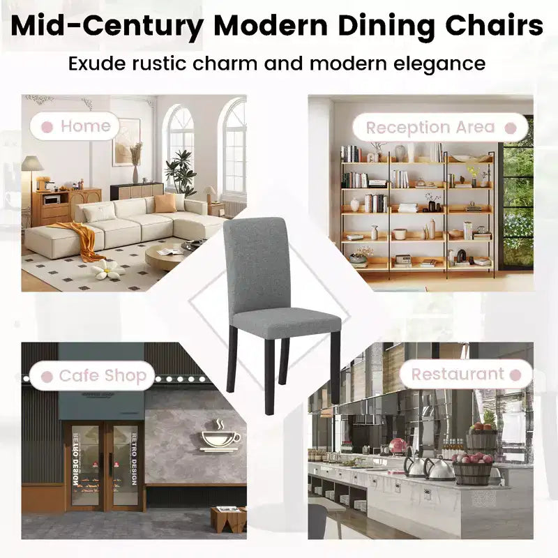 Lot de 2 chaises de salle à manger Costway, chaises Parson rembourrées en tissu, style moderne du milieu du siècle