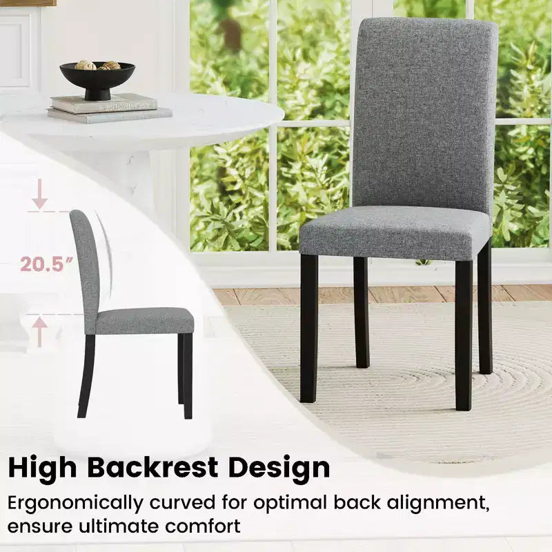Lot de 2 chaises de salle à manger Costway, chaises Parson rembourrées en tissu, style moderne du milieu du siècle