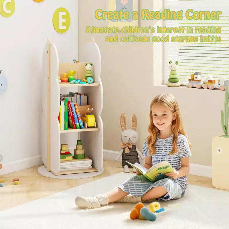Costway Étagère à Livres Rotative pour Enfants avec 5 Niveaux Étagère d'Affichage Rotative à 360° pour Chambre d'Enfant