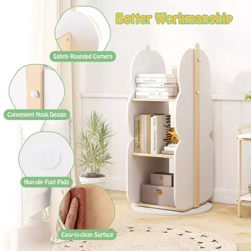Costway Étagère à Livres Rotative pour Enfants avec 5 Niveaux Étagère d'Affichage Rotative à 360° pour Chambre d'Enfant