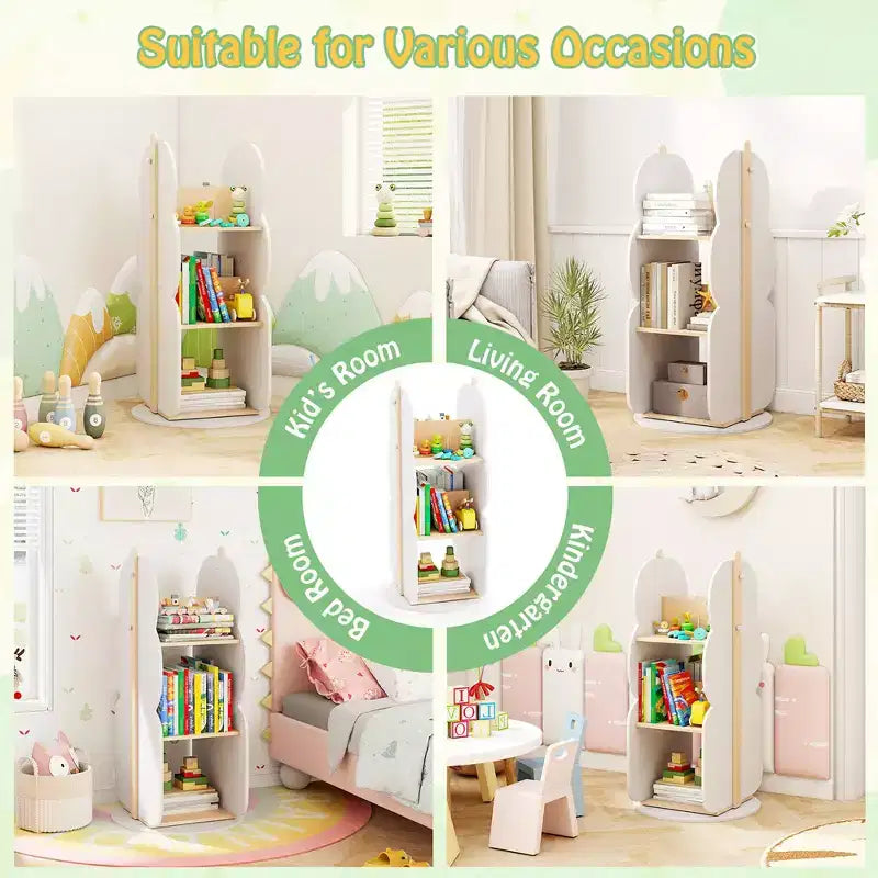 Costway Étagère à Livres Rotative pour Enfants avec 5 Niveaux Étagère d'Affichage Rotative à 360° pour Chambre d'Enfant
