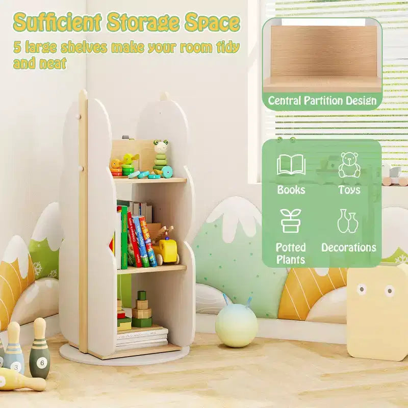Costway Étagère à Livres Rotative pour Enfants avec 5 Niveaux Étagère d'Affichage Rotative à 360° pour Chambre d'Enfant