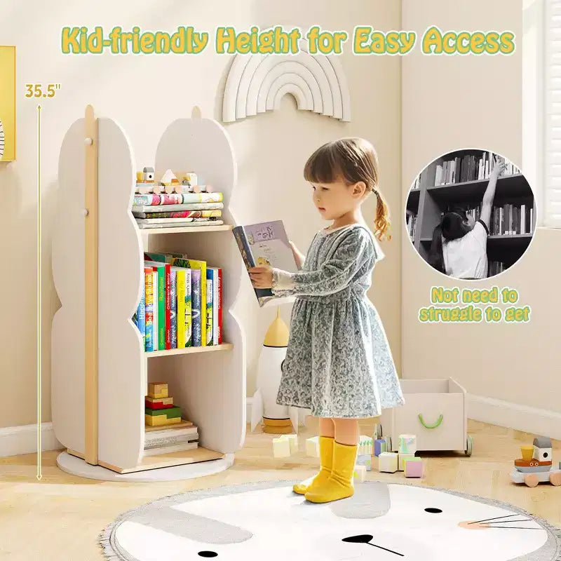 Costway Étagère à Livres Rotative pour Enfants avec 5 Niveaux Étagère d'Affichage Rotative à 360° pour Chambre d'Enfant