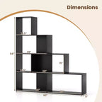 Costway Lot de 2 bibliothèques à 4 niveaux avec 6 cubes de rangement, étagère escalier géométrique moderne de 64 pouces de haut