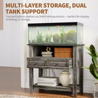 Meuble pour aquarium de 75-110 litres, Support en bois pour aquarium avec 2 tiroirs, Console d'entrée, Grand support pour terrarium de reptiles et tortues