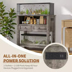 Meuble pour aquarium de 75-110 litres, Support en bois pour aquarium avec 2 tiroirs, Console d'entrée, Grand support pour terrarium de reptiles et tortues