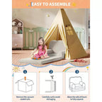 Canapé pour enfants, fauteuil de canapé convertible en tissu polaire Teddy pour tout-petits, fauteuil inclinable pliable doux pour enfants, lit de canapé confortable pour enfants pour salle de jeux
