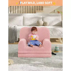Canapé pour enfants, fauteuil de canapé convertible en tissu polaire Teddy pour tout-petits, fauteuil inclinable pliable doux pour enfants, lit de canapé confortable pour enfants pour salle de jeux