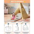 Canapé pour enfants, fauteuil-canapé convertible 2-en-1 en tissu polaire nounours pour tout-petits, canapé-lit pliant doux pour enfants, canapé-lit confortable pour enfants pour salle de jeux
