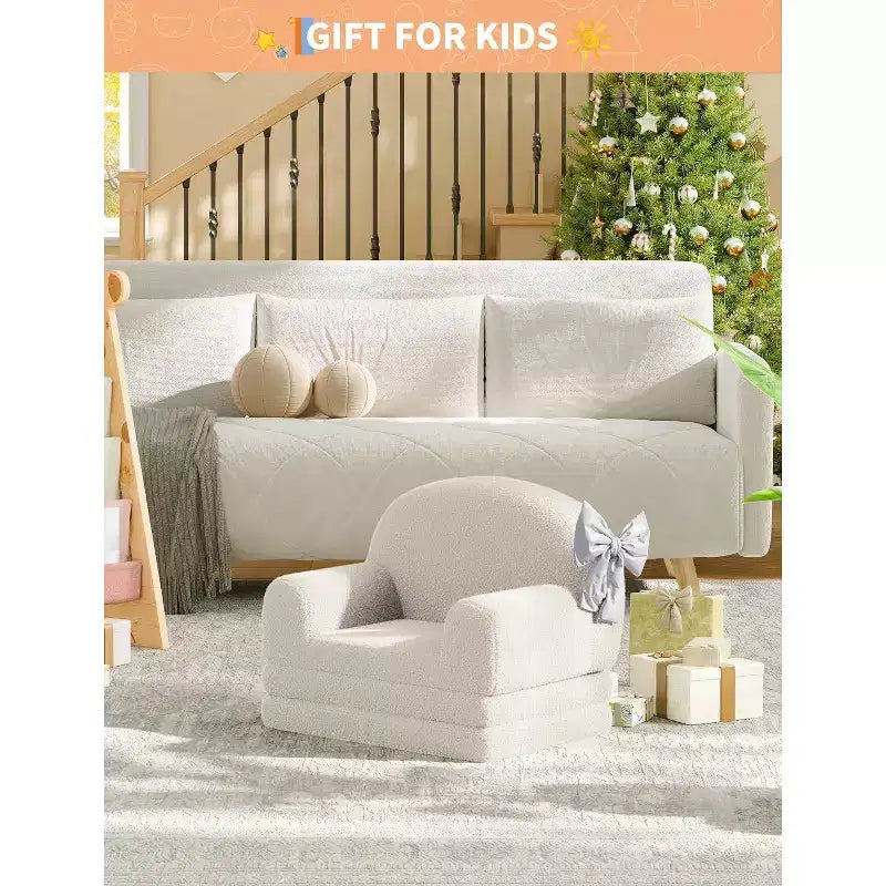 Canapé pour enfants, fauteuil-canapé convertible 2-en-1 en tissu polaire nounours pour tout-petits, canapé-lit pliant doux pour enfants, canapé-lit confortable pour enfants pour salle de jeux