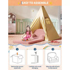 Canapé pour enfants, fauteuil-canapé convertible 2-en-1 en tissu polaire nounours pour tout-petits, canapé-lit pliant doux pour enfants, canapé-lit confortable pour enfants pour salle de jeux